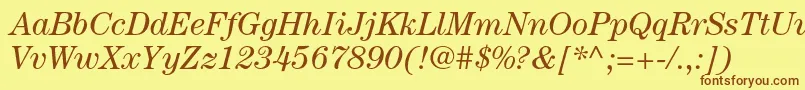 フォントCenturystdBookitalic – 茶色の文字が黄色の背景にあります。