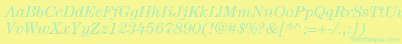 CenturystdBookitalic-fontti – vihreät fontit keltaisella taustalla