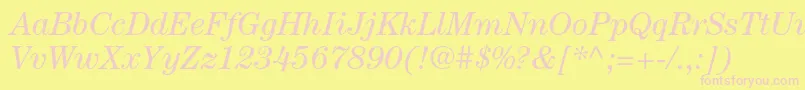 Fonte CenturystdBookitalic – fontes rosa em um fundo amarelo