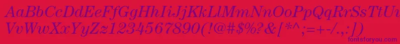CenturystdBookitalic-fontti – violetit fontit punaisella taustalla