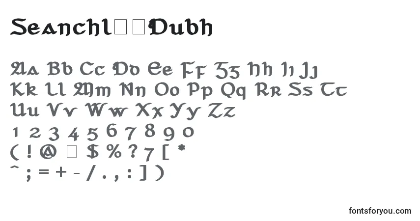 A fonte SeanchlГіDubh – alfabeto, números, caracteres especiais