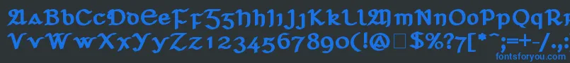 フォントSeanchlГіDubh – 黒い背景に青い文字