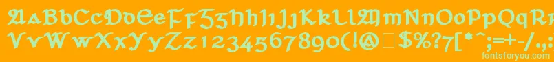 フォントSeanchlГіDubh – オレンジの背景に緑のフォント