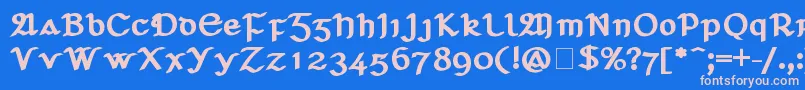 フォントSeanchlГіDubh – ピンクの文字、青い背景