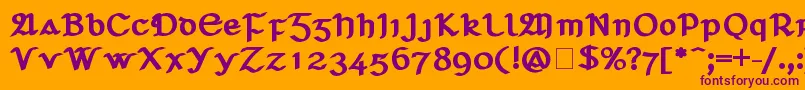 SeanchlГіDubh-fontti – violetit fontit oranssilla taustalla