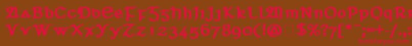 フォントSeanchlГіDubh – 赤い文字が茶色の背景にあります。