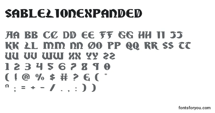 Schriftart SableLionExpanded – Alphabet, Zahlen, spezielle Symbole