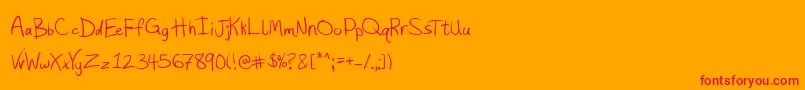 Hashtag-Schriftart – Rote Schriften auf orangefarbenem Hintergrund