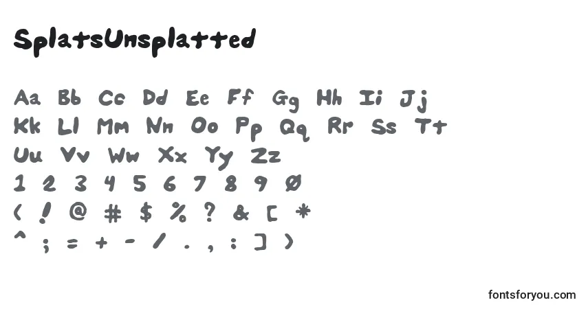 Schriftart SplatsUnsplatted – Alphabet, Zahlen, spezielle Symbole
