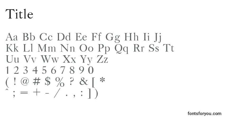 A fonte Title – alfabeto, números, caracteres especiais