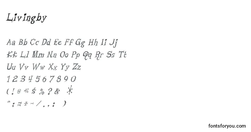 A fonte Livingby – alfabeto, números, caracteres especiais