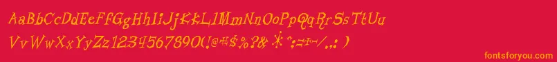 フォントLivingby – 赤い背景にオレンジの文字