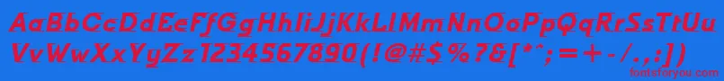 フォントOdysseeItcTtBolditalic – 赤い文字の青い背景