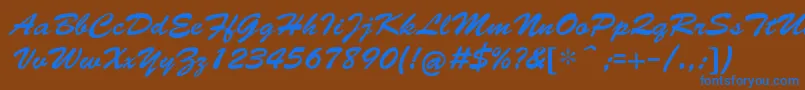 CyrillicbrushMedium Font – Blue Fonts on Brown Background