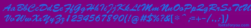 CyrillicbrushMedium-Schriftart – Blaue Schriften auf violettem Hintergrund