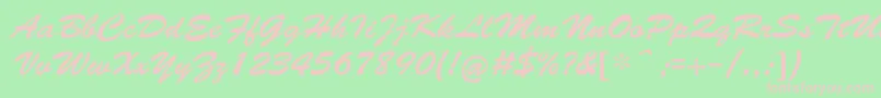 CyrillicbrushMedium Font – Pink Fonts on Green Background