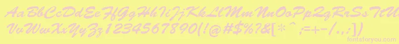 CyrillicbrushMedium Font – Pink Fonts on Yellow Background