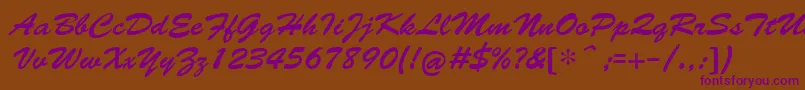 CyrillicbrushMedium Font – Purple Fonts on Brown Background
