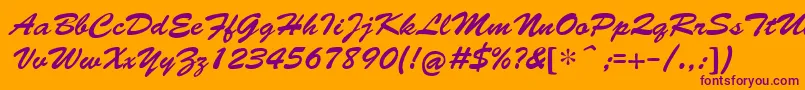 CyrillicbrushMedium Font – Purple Fonts on Orange Background