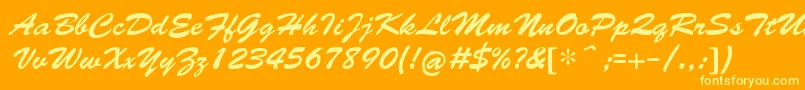 CyrillicbrushMedium Font – Yellow Fonts on Orange Background