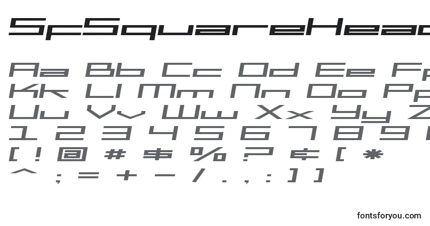 Schriftart SfSquareHeadExtItalic – Alphabet, Zahlen, spezielle Symbole
