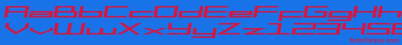SfSquareHeadExtItalic Font – Red Fonts on Blue Background