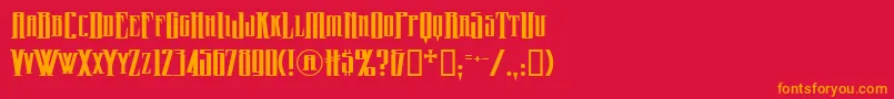 フォントWickqb – 赤い背景にオレンジの文字
