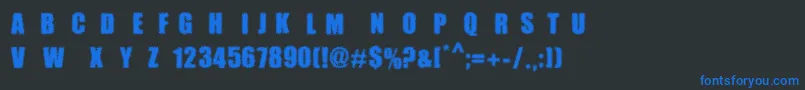 MpfDotimpact Font – Blue Fonts on Black Background