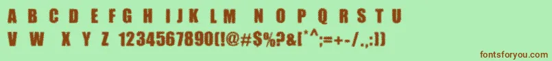 MpfDotimpact Font – Brown Fonts on Green Background