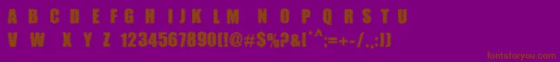 MpfDotimpact-fontti – ruskeat fontit violetilla taustalla