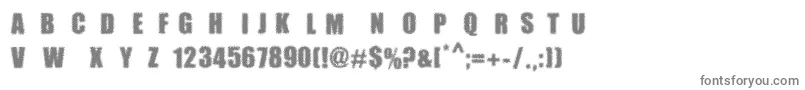 MpfDotimpact-fontti – harmaat kirjasimet valkoisella taustalla