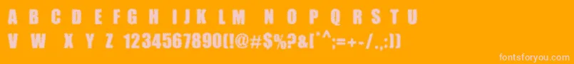 MpfDotimpact-fontti – vaaleanpunaiset fontit oranssilla taustalla