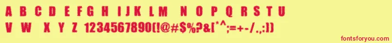 MpfDotimpact Font – Red Fonts on Yellow Background