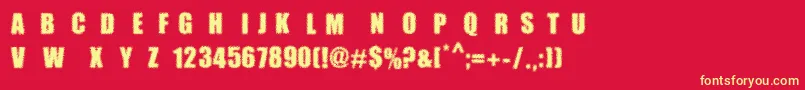 MpfDotimpact Font – Yellow Fonts on Red Background