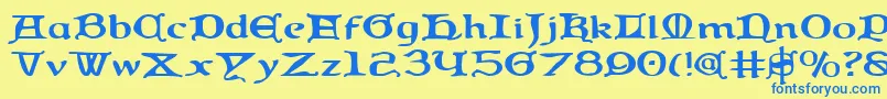 QueenCountryExpanded Font – Blue Fonts on Yellow Background