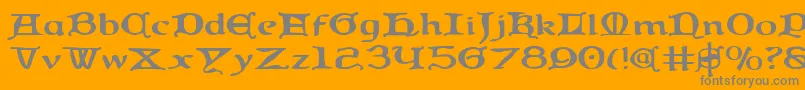 QueenCountryExpanded-Schriftart – Graue Schriften auf orangefarbenem Hintergrund