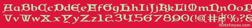 QueenCountryExpanded Font – Green Fonts on Red Background