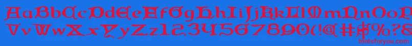 QueenCountryExpanded Font – Red Fonts on Blue Background