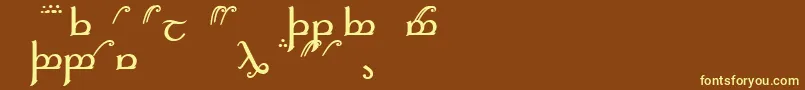 Elficaa-Schriftart – Gelbe Schriften auf braunem Hintergrund