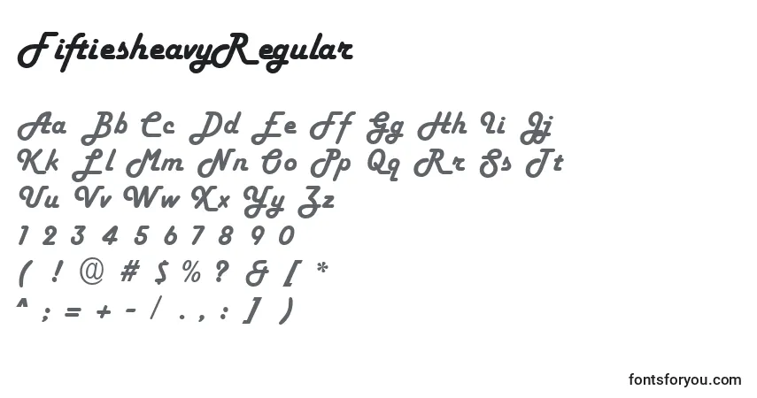 Шрифт FiftiesheavyRegular – алфавит, цифры, специальные символы
