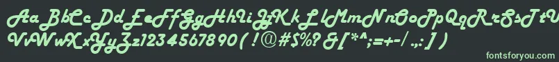 フォントFiftiesheavyRegular – 黒い背景に緑の文字