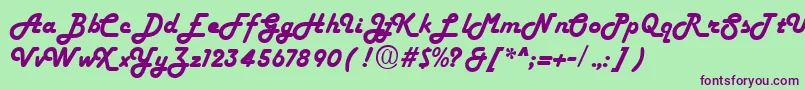 FiftiesheavyRegular-Schriftart – Violette Schriften auf grünem Hintergrund