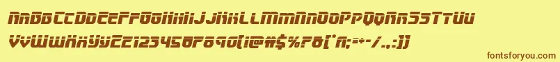 フォントSpeedwagonlaserital – 茶色の文字が黄色の背景にあります。