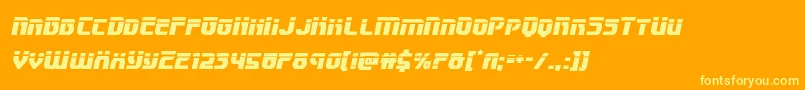 Speedwagonlaserital-Schriftart – Gelbe Schriften auf orangefarbenem Hintergrund