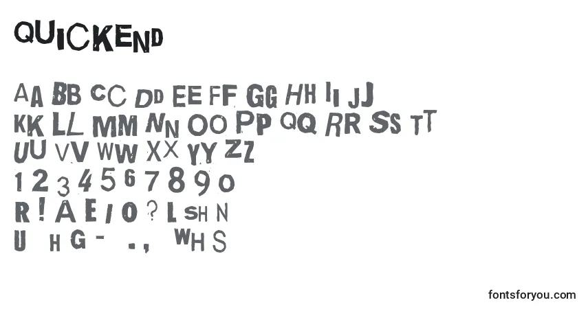 A fonte Quickend – alfabeto, números, caracteres especiais
