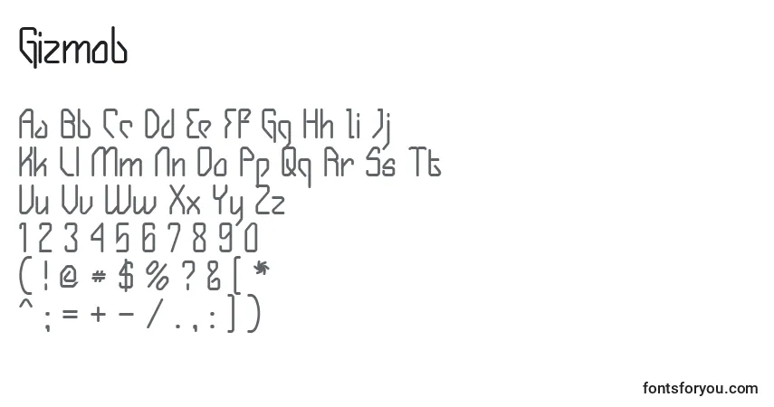 Schriftart Gizmob – Alphabet, Zahlen, spezielle Symbole