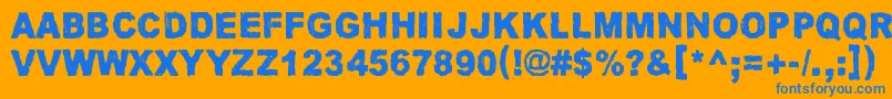 JamaicaAroma-Schriftart – Blaue Schriften auf orangefarbenem Hintergrund