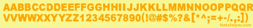 フォントJamaicaAroma – オレンジの文字が黄色の背景にあります。