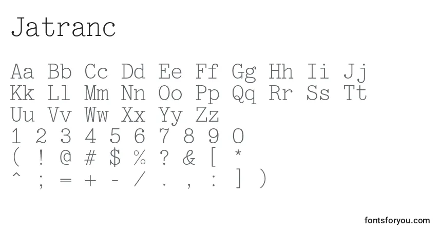 Schriftart Jatranc – Alphabet, Zahlen, spezielle Symbole
