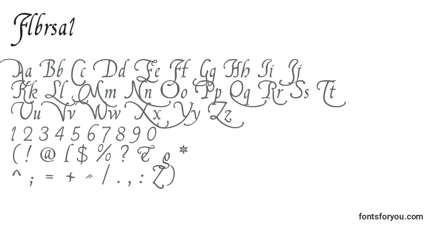 Czcionka Flbrsa1 – alfabet, cyfry, specjalne znaki